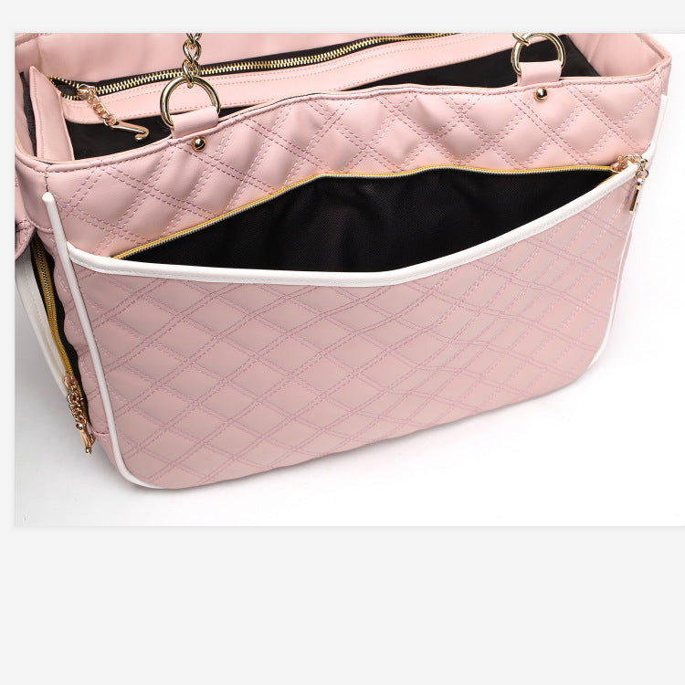 Pink Quilted Pet Carrier Tote with Breathable Mesh