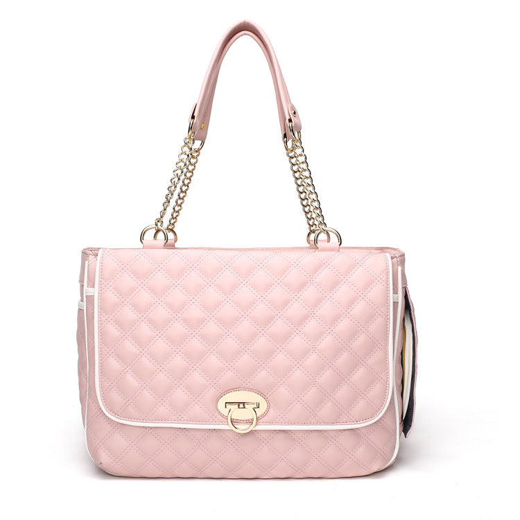 Pink Quilted Pet Carrier Tote with Breathable Mesh