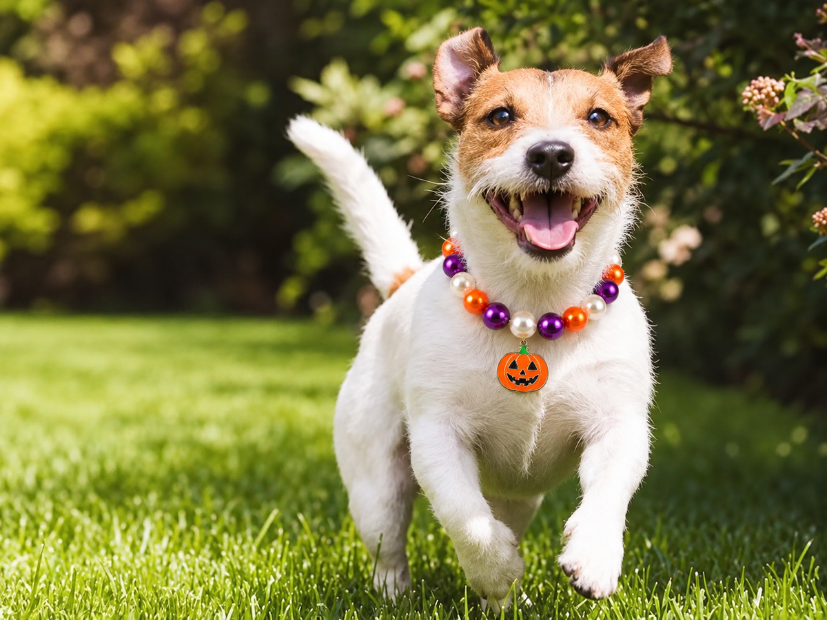 Pumpkin Charm Pet Bead Necklace