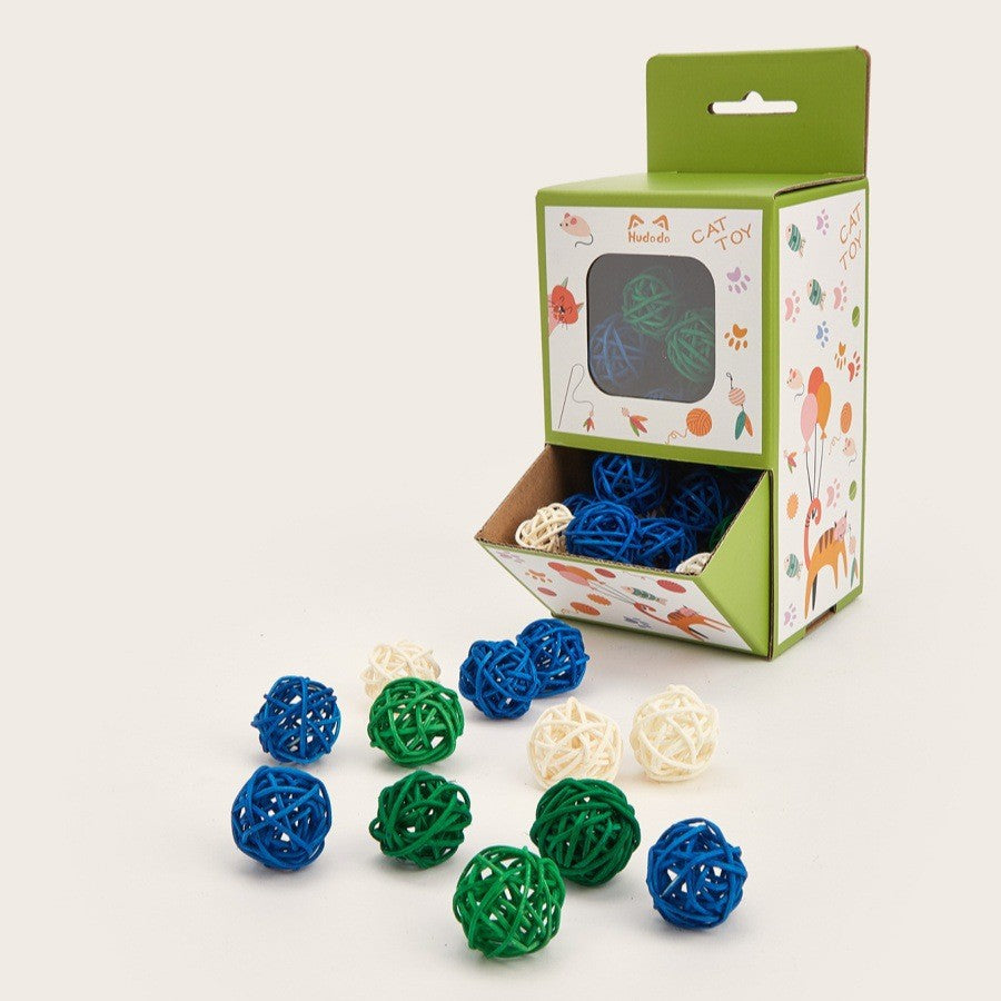 Assorted woven cat toy balls