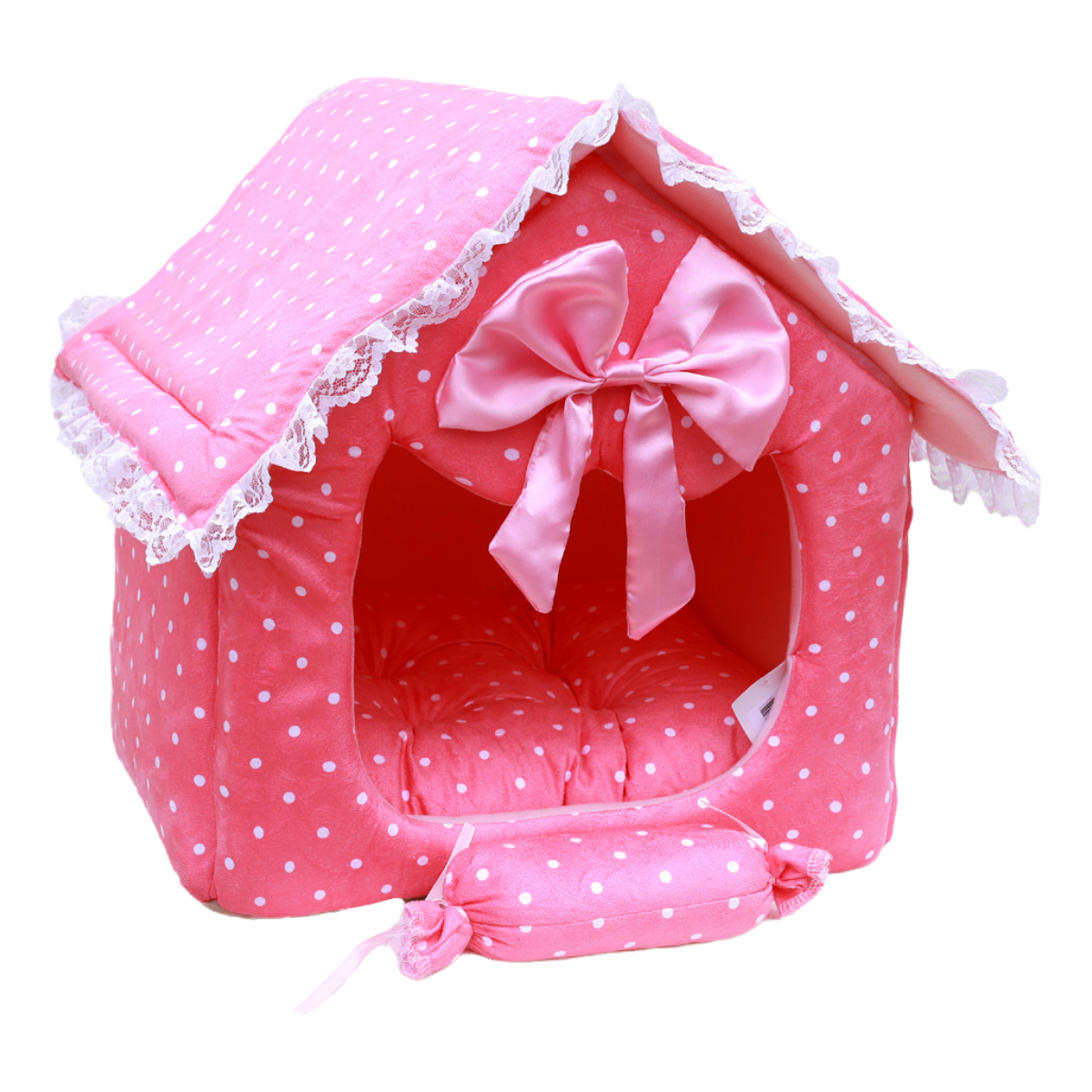 Dog house princess pink dot lace