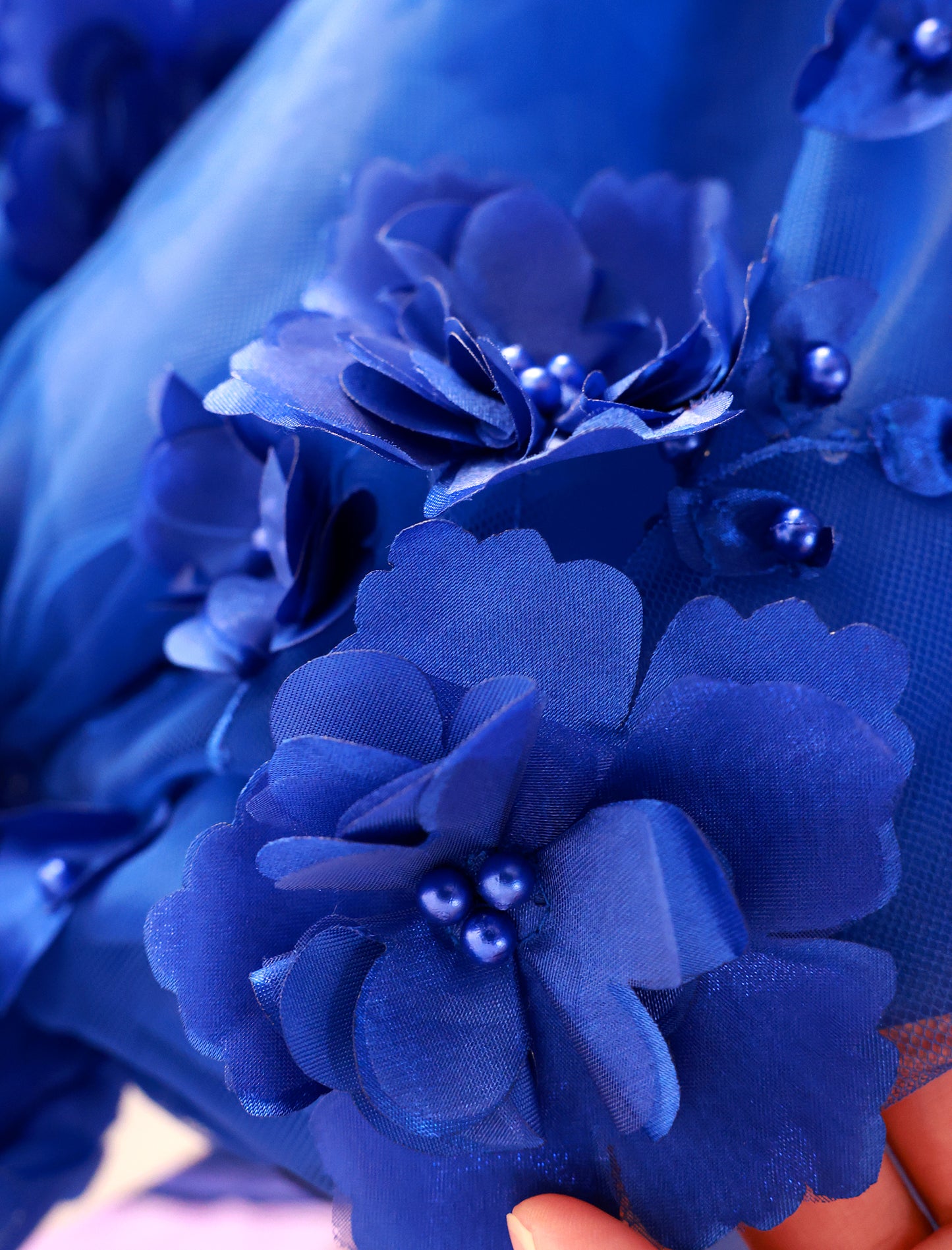 Royal Blue 3D Floral Ball Gown Dog Dress