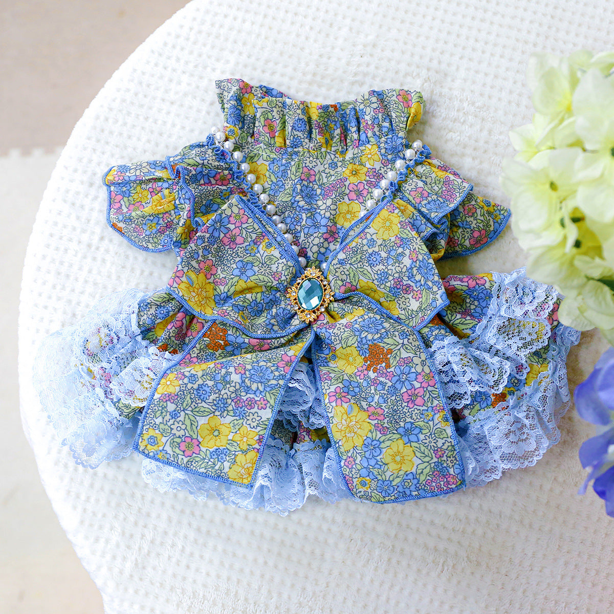 Pet dress Baroque style floral