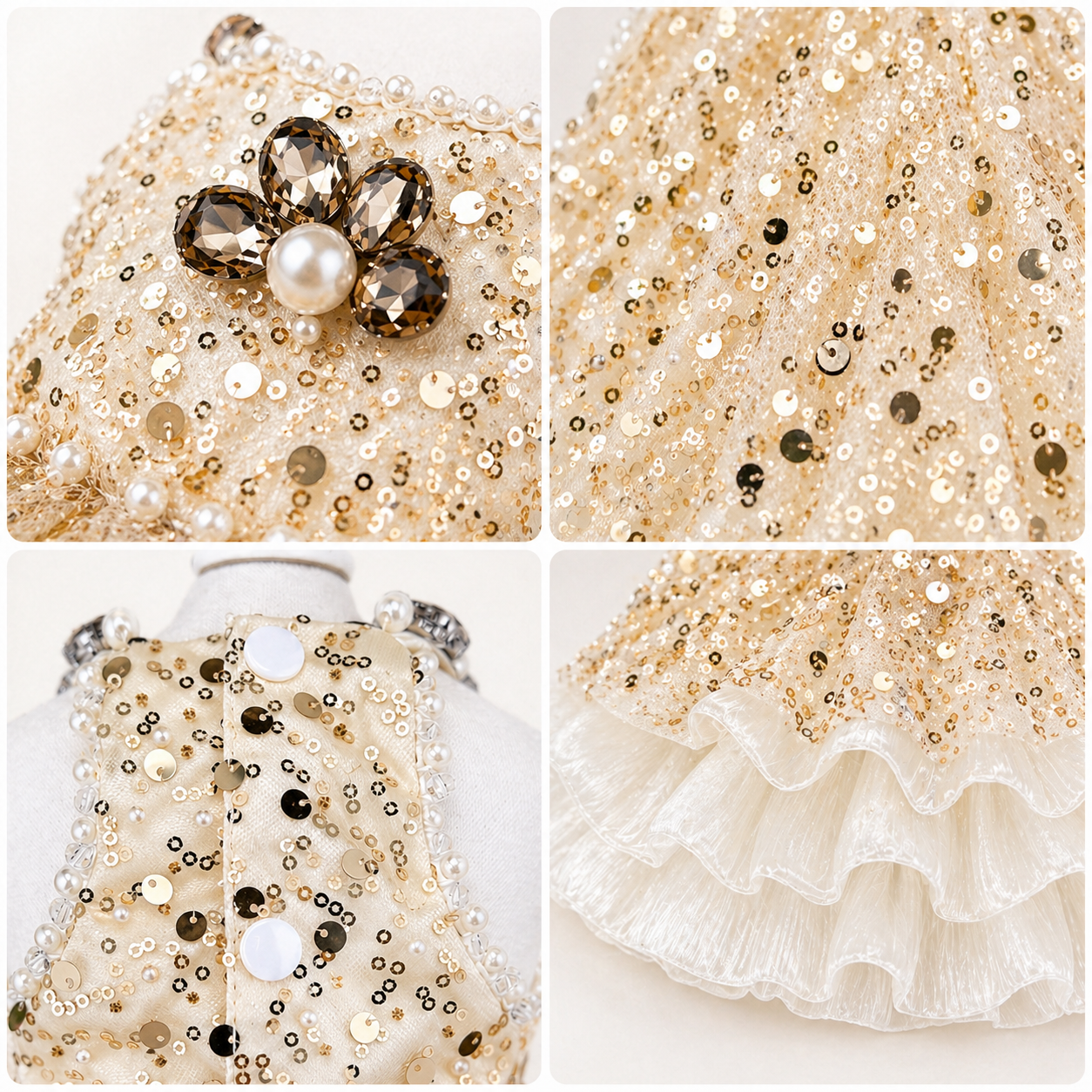 small dog formal dress gold