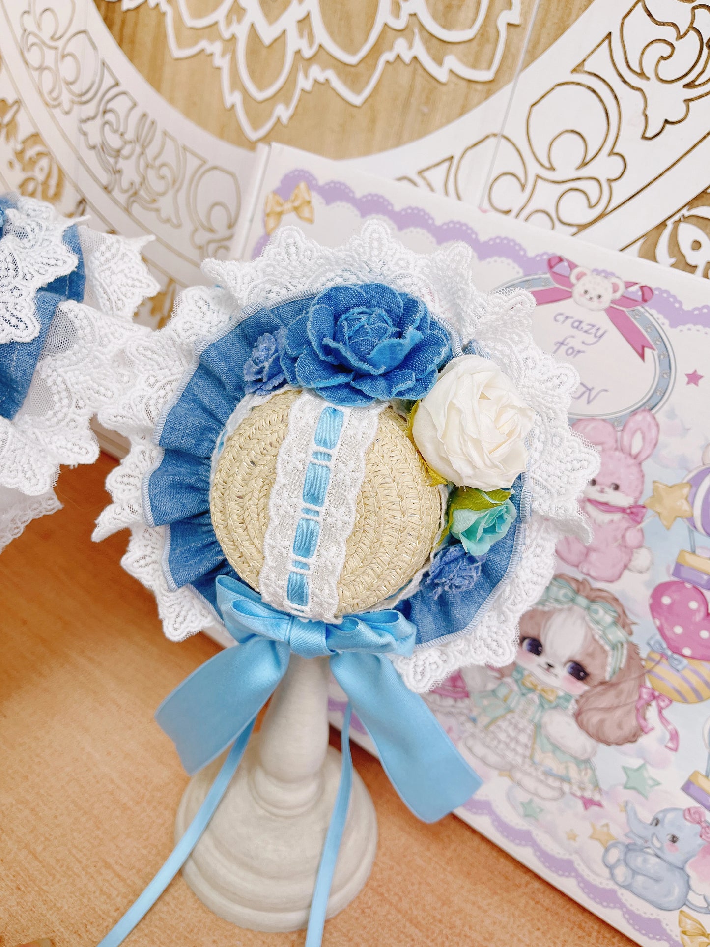 High quality handmade dog dresses denim+hat
