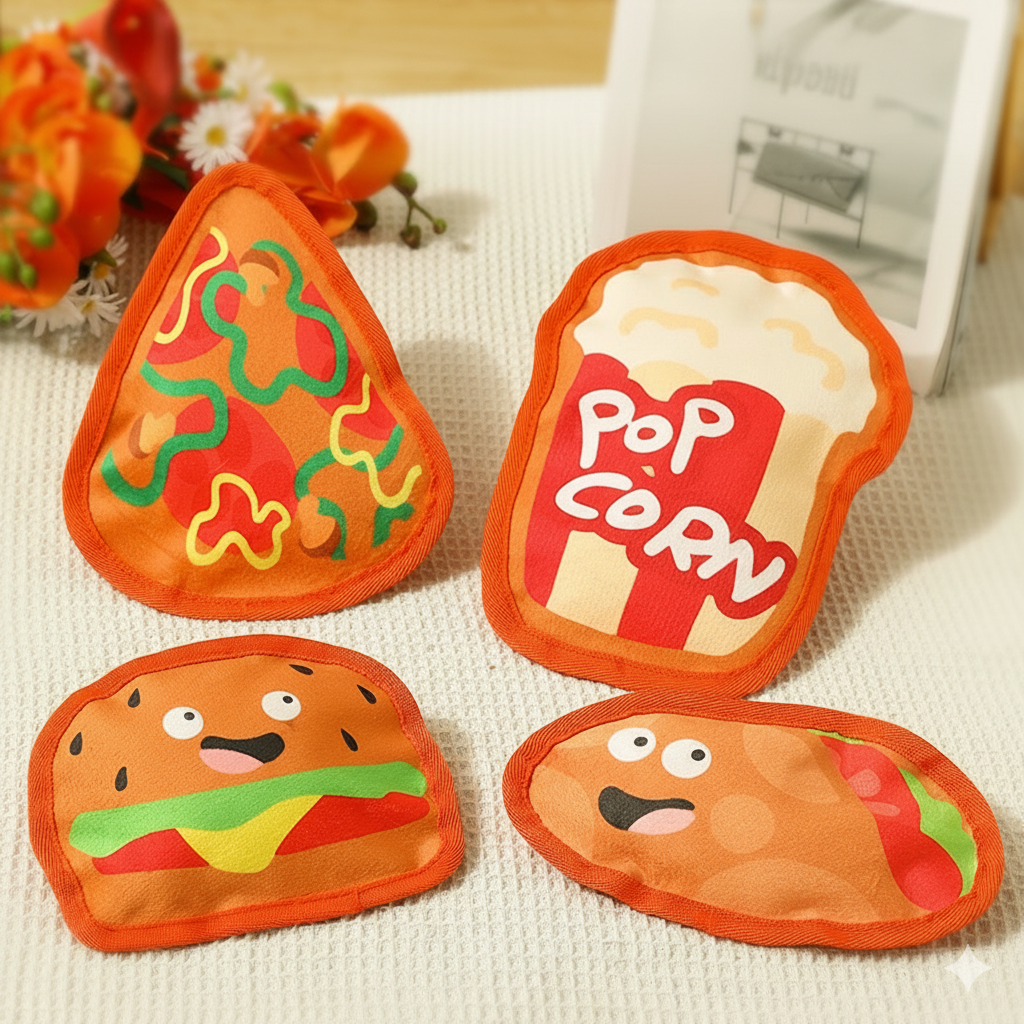 Dog Toy – Foodies Flat Squeak 4pcs/set