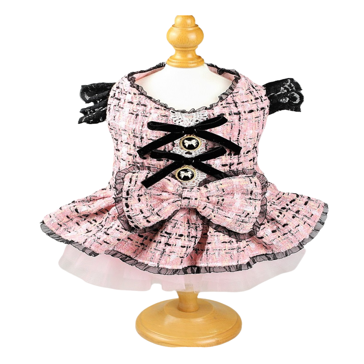 Pink Tweed Dog Coat Dress Pet Tutu Outfit