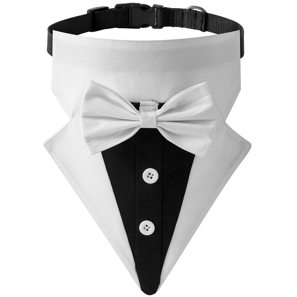 Tuxedo Bow Tie Dog Bandana Collar · Black/White