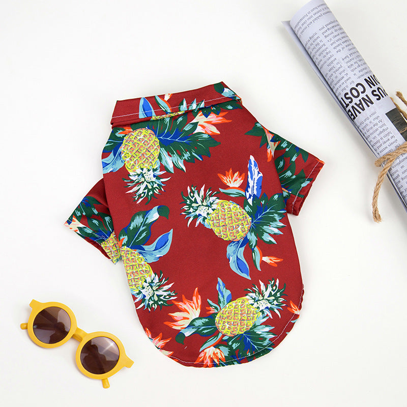 Hawaiian Pet Beach Shirt – Tropical Print Summer Outfit