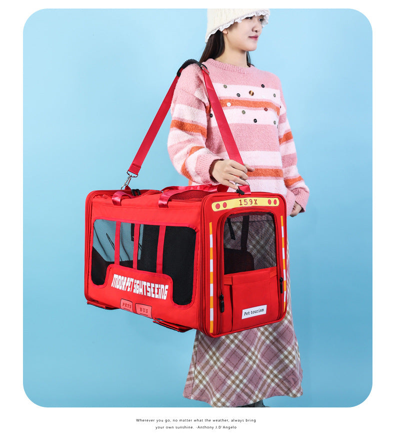Rolling Pet Carrier – Bus Style Travel Bag with Wheels & Mesh Panels