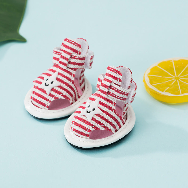 Striped Summer Dog Sandals with Cute Star Design Shoes
