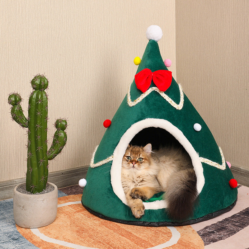Christmas Tree Pet Cave Bed
