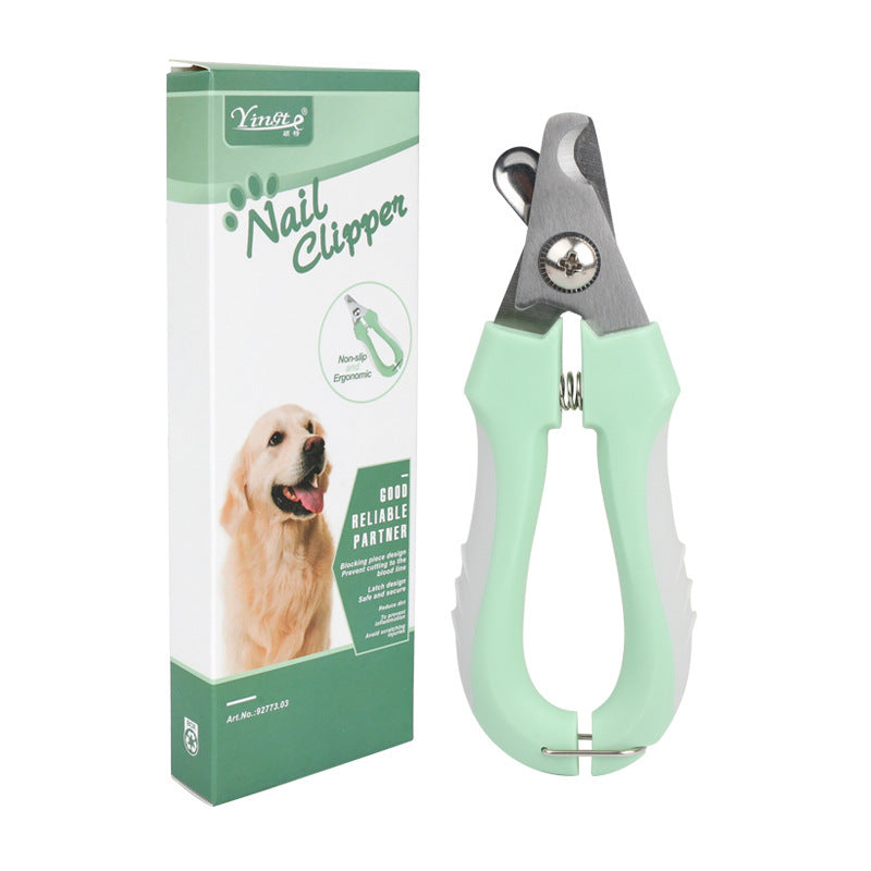 Green pet nail clippers with spring grip and matching box