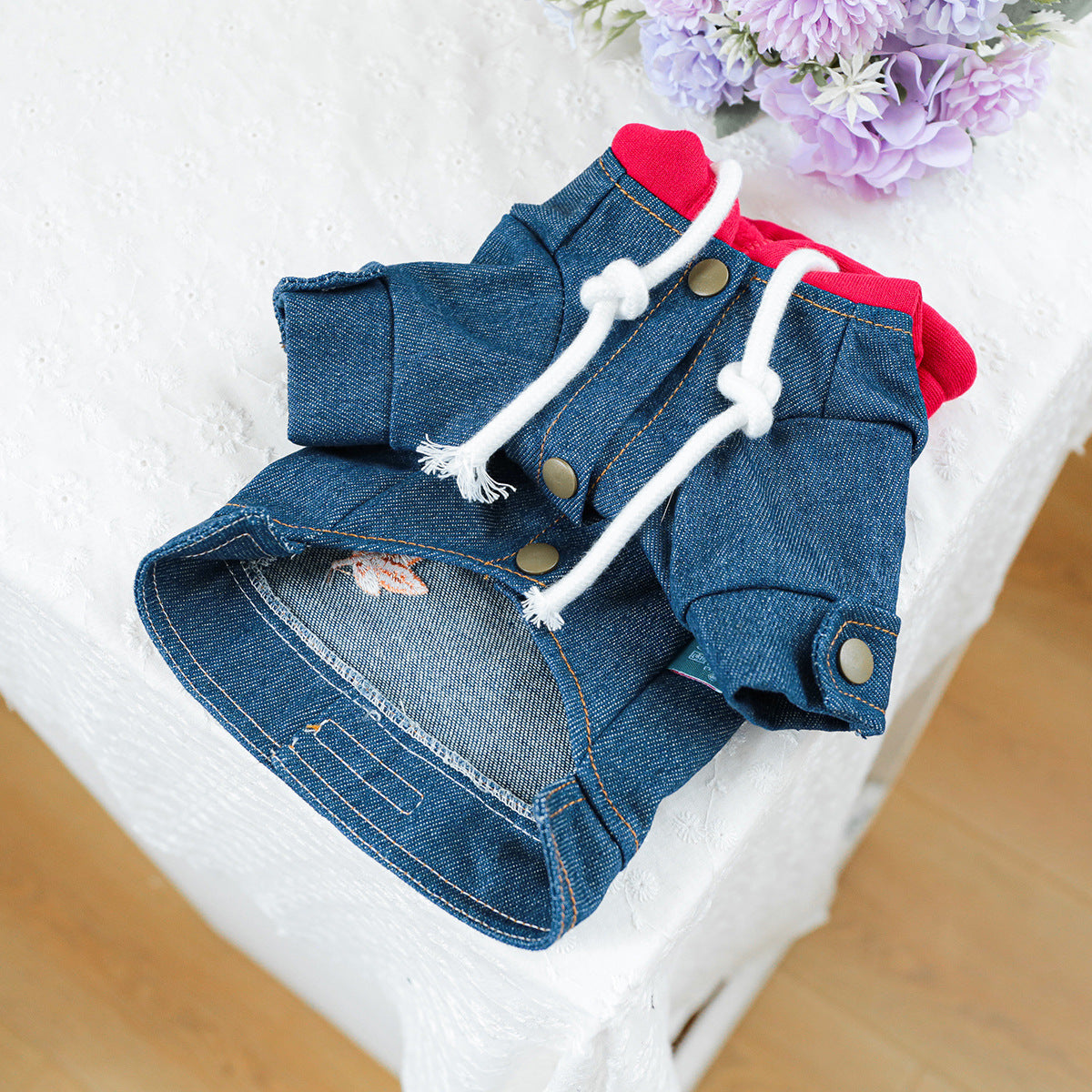 Denim Dog Hoodie Jacket Outfit - product detail view 9 of 9