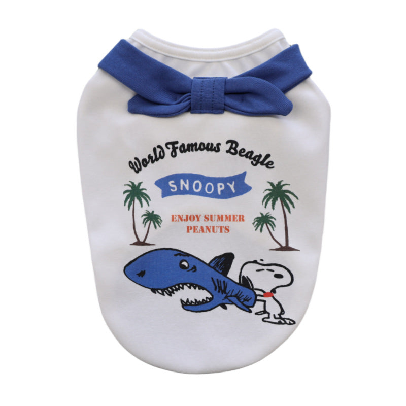 Dog T-shirt Navy Collar Snoopy Shark