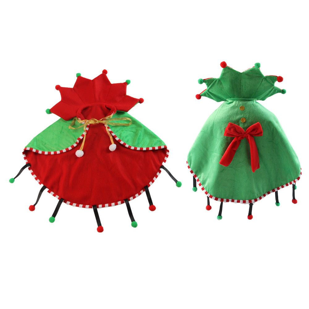 Dog & Cat Christmas Cape • Fleece Cloak with Pom-Poms