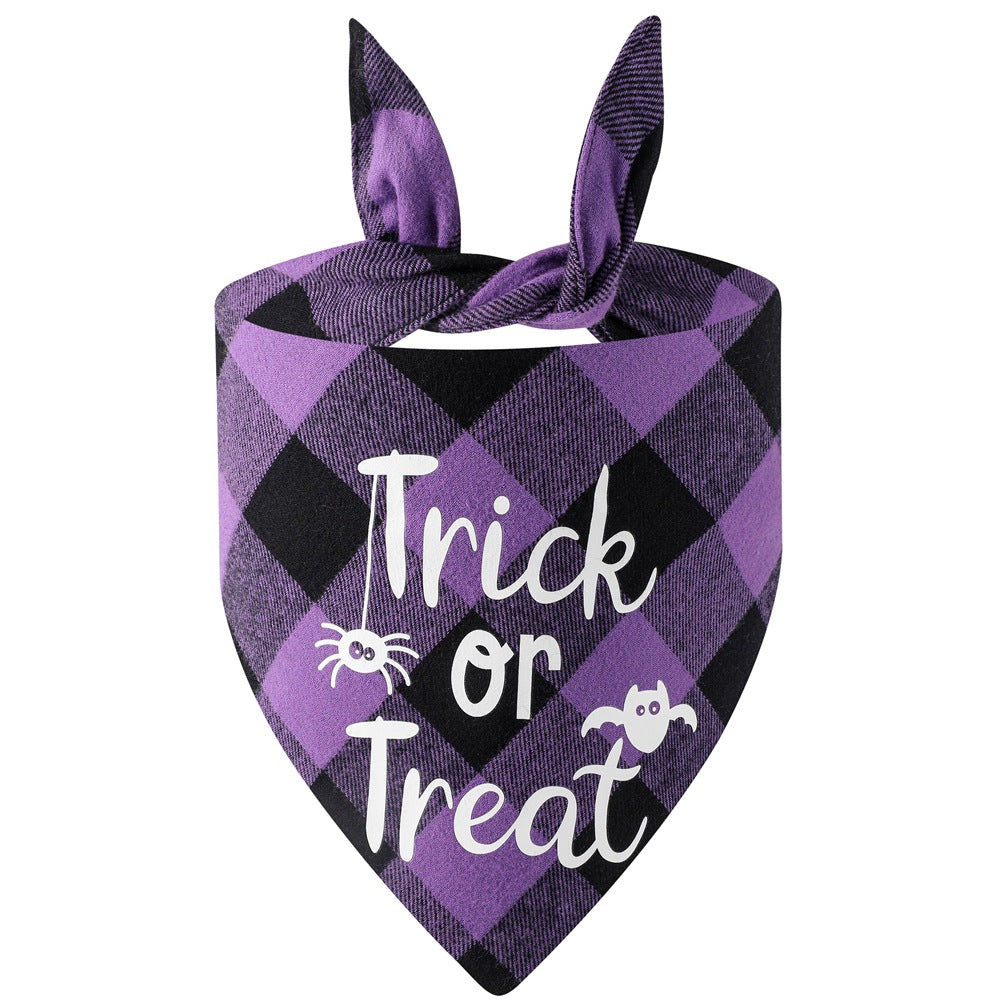 Halloween Dog & Cat Bandana – Plaid “Trick or Treat”