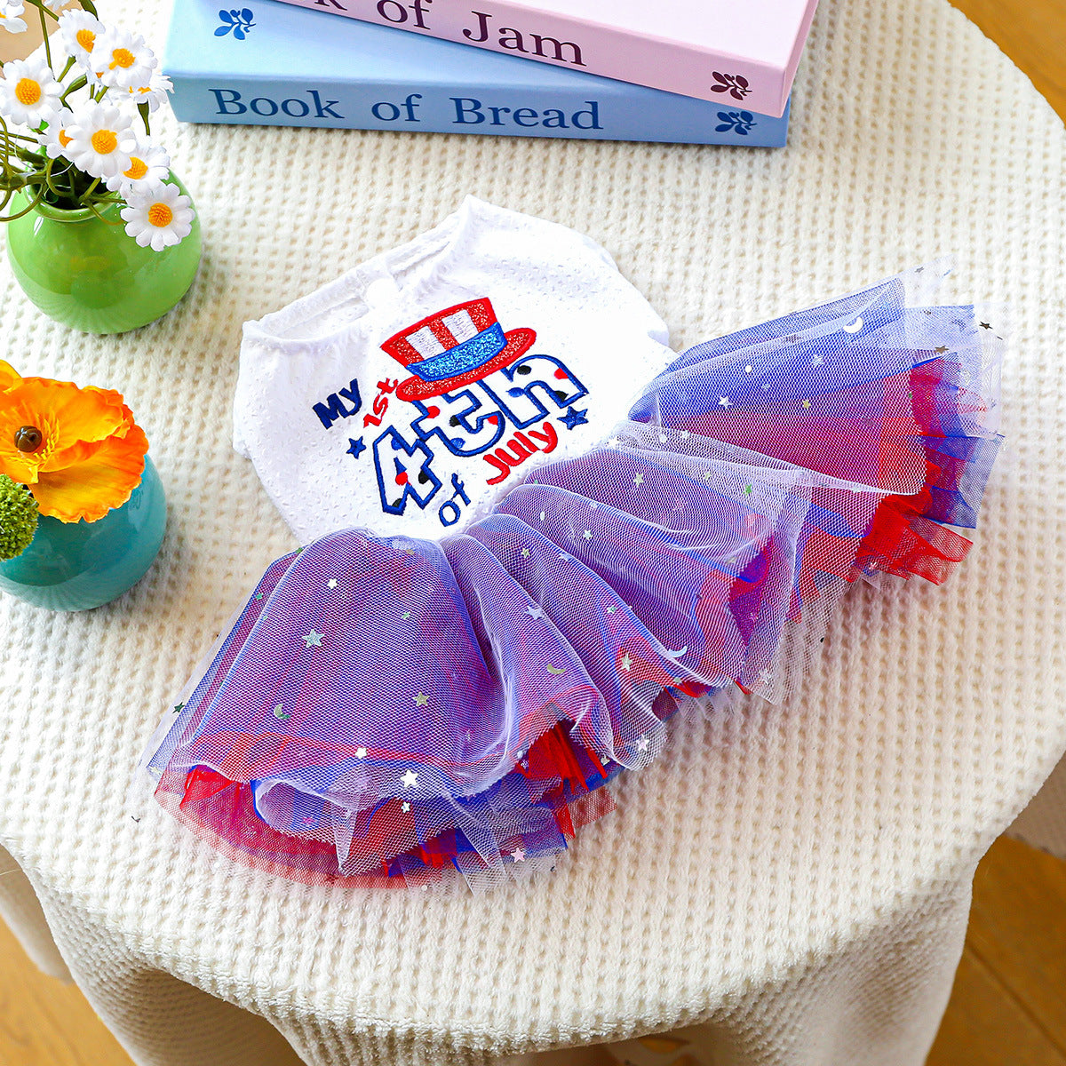 4th of July Dog Dress – Tulle Skirt & Patriotic Print