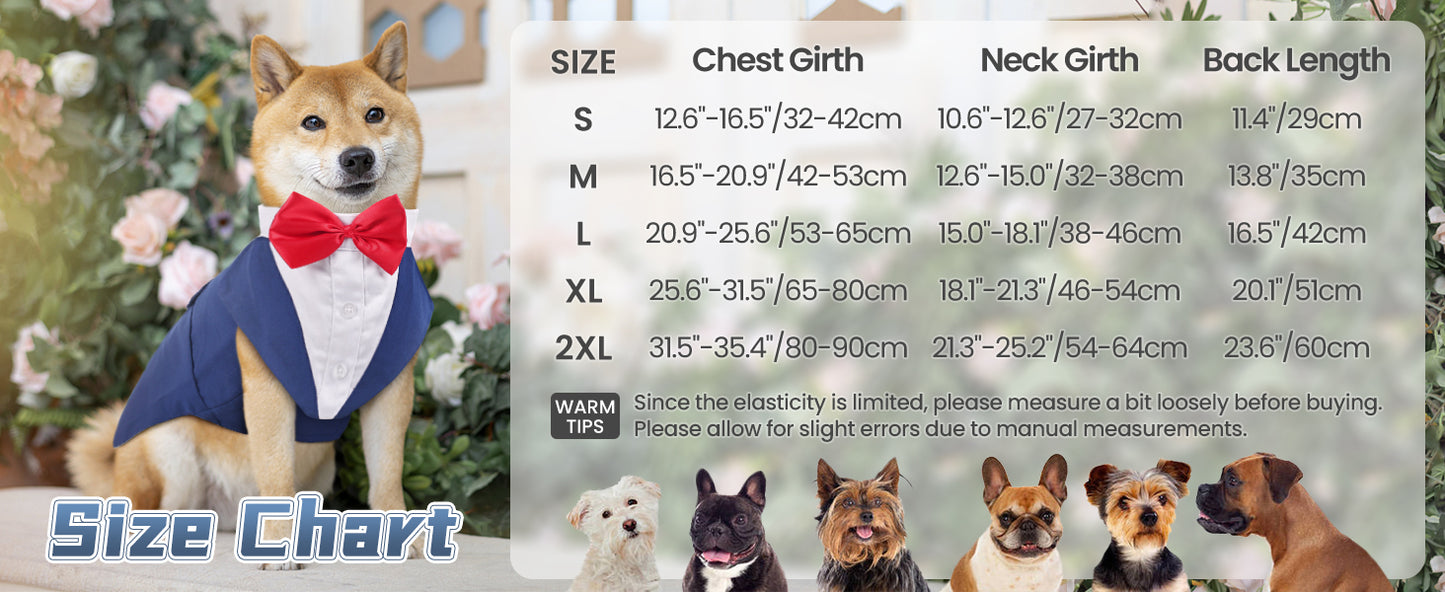 Dog Tuxedo Suit with Bow Tie – Wedding & Formal Outfit