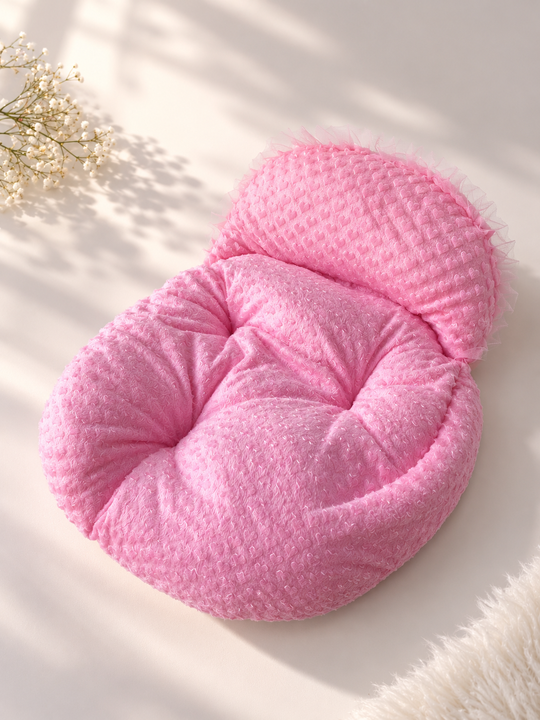 Pink Plush Princess Pet Bed for Small Pets