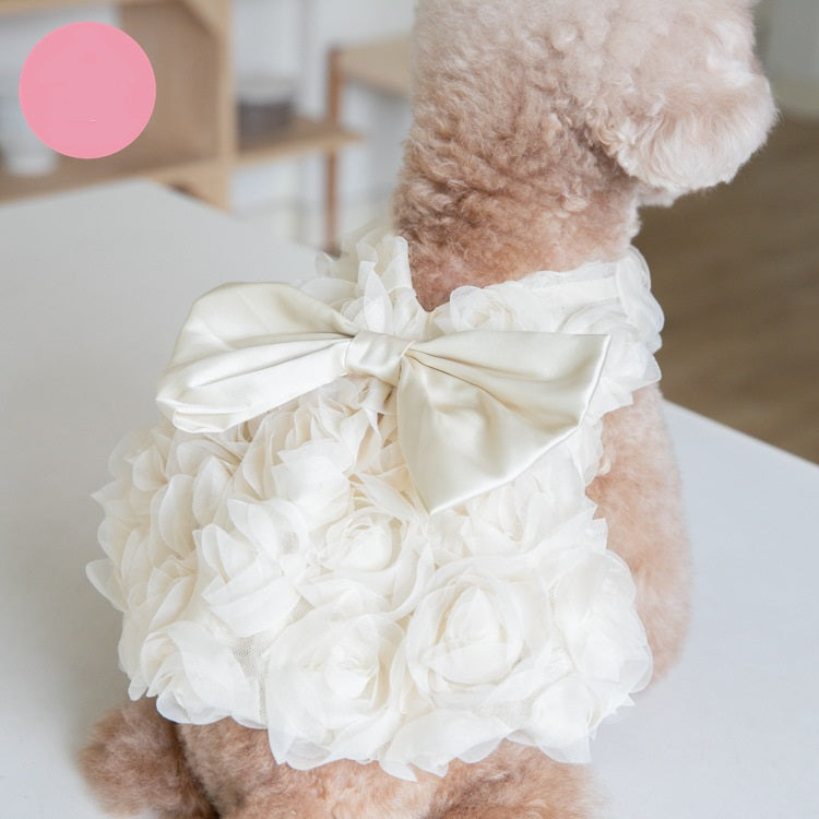 Dog dress rose big bow 2 colors