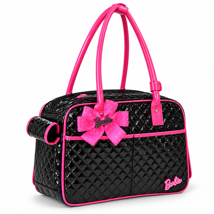 Black and Pink Quilted Pet Carrier Bag