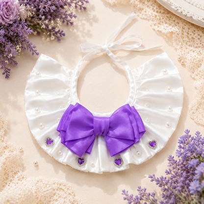 Satin Pet Bib with Bow & Gem