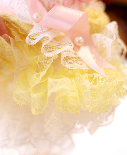 Yellow Princess Tweed Dog Dress – Luxury Lace Boutique Outfit for Small Dogs