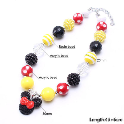 Red Yellow Black pet necklace material diagram showing 20 mm mixed beads