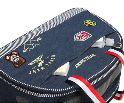 Denim Pet Carrier Bag with Mesh Panels
