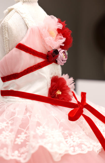 Pink Rose Princess Ball Gown For Dog & Cats