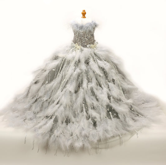 Feather Fantasy Pet Gown | Luxury Dog Dress for Special Occasions