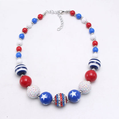 Red white and blue stars and stripes acrylic beaded dog necklace