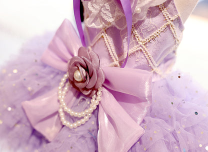 Fairy Princess Dog Dress – Luxury Tutu Pet Wedding Gown Purple
