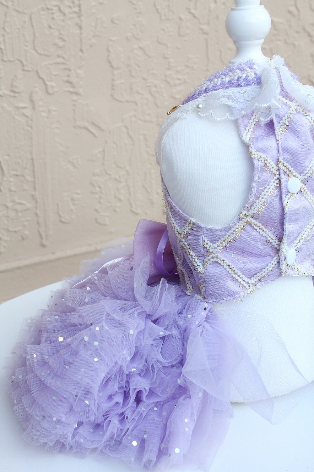 Lavender Pearl Pet Princess Dress For Dog Cat