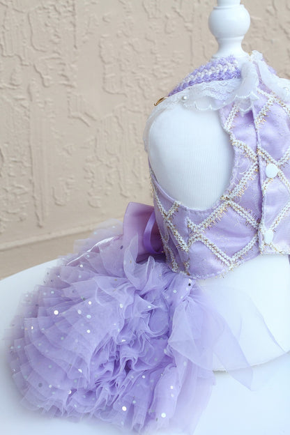 Lavender Pearl Pet Princess Dress For Dog Cat