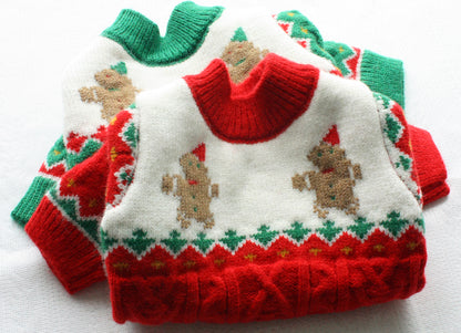 Christmas Dog Sweater  Cozy Knitted Holiday Pet Jumper Pullover with Gingerbread Design Warm Winter Apparel