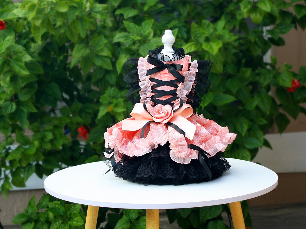 Elegant Lace Bow Pet Dress Lolita Style Dog Clothing