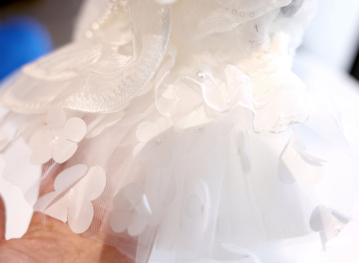 Handmade Luxury White Angel Dog Dress Pearl Butterfly Wedding Pet Dress