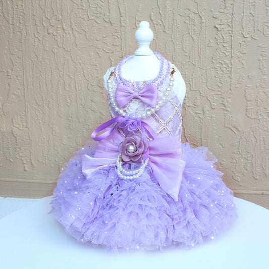 Lavender Pearl Pet Princess Dress For Dog Cat