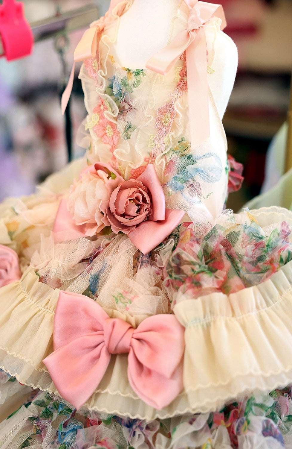 Floral Princess Dog Dress Ball Gown Trailing