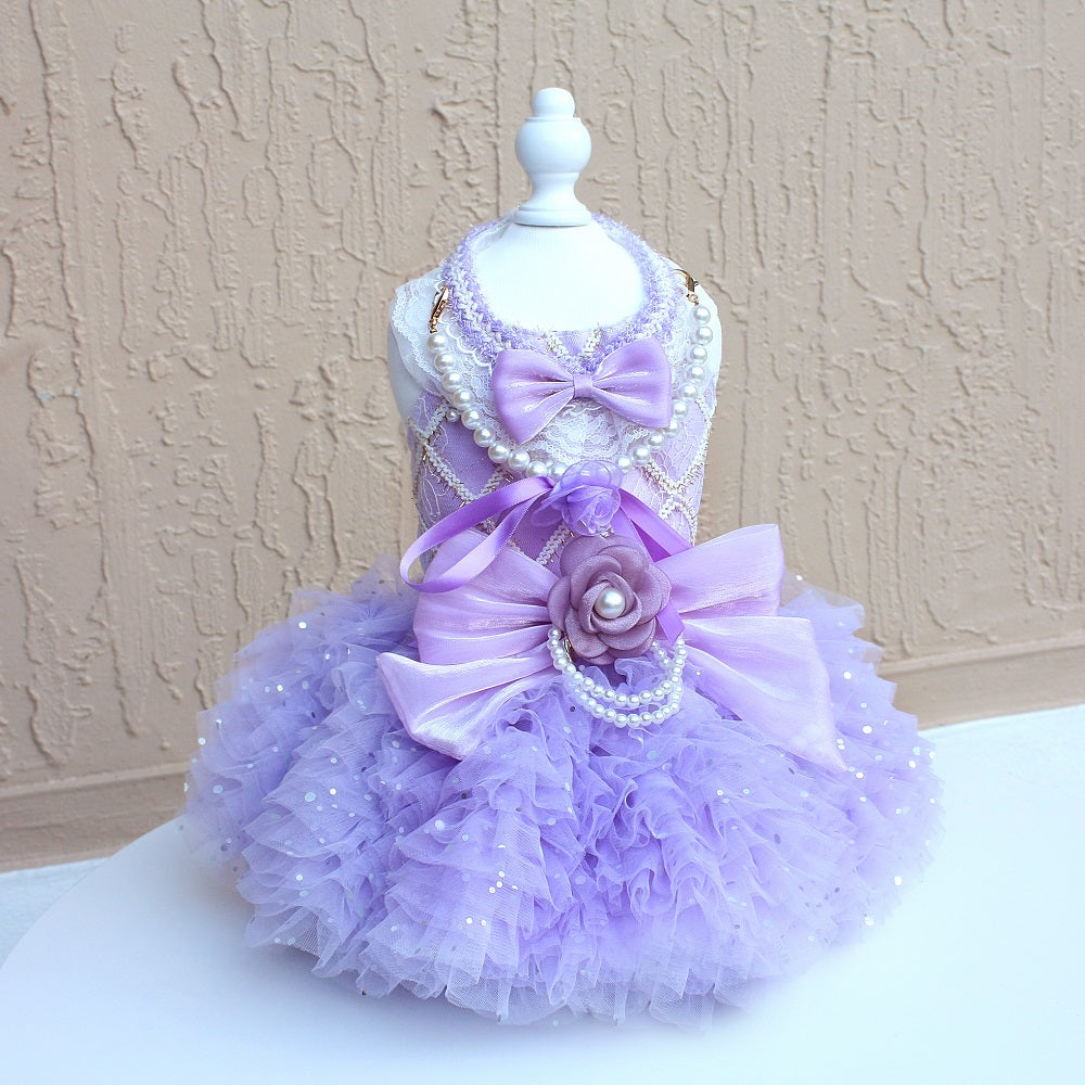 Lavender Pearl Pet Princess Dress For Dog Cat