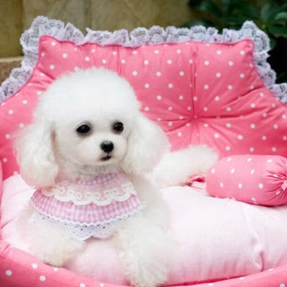 Dog sofa bed princess pink dot