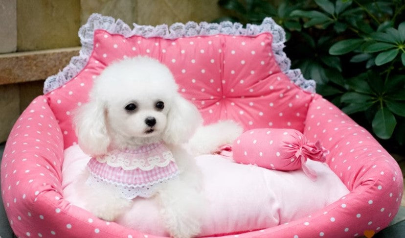 Dog sofa bed princess pink dot