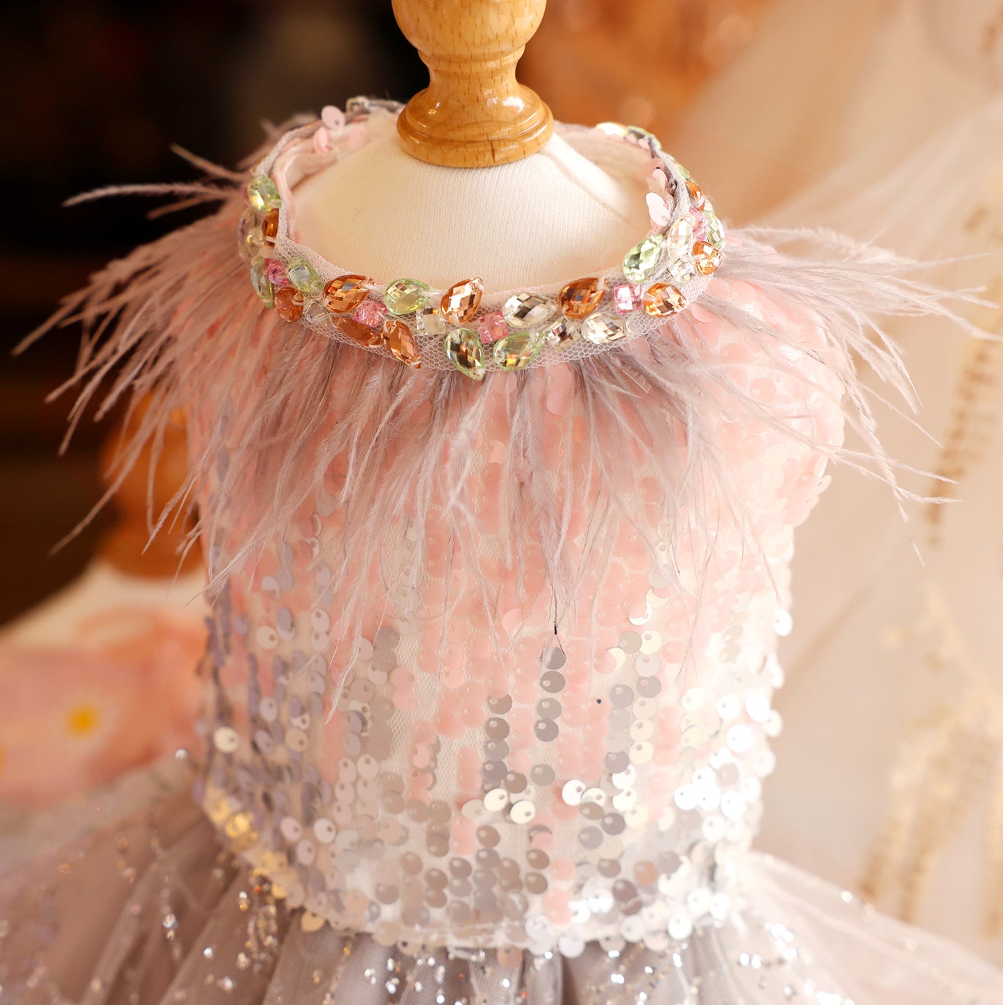 Dog Sequin Princess Queen Gown