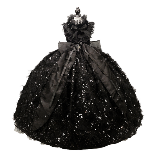 Midnight Noir Sequin Pet Ball Gown