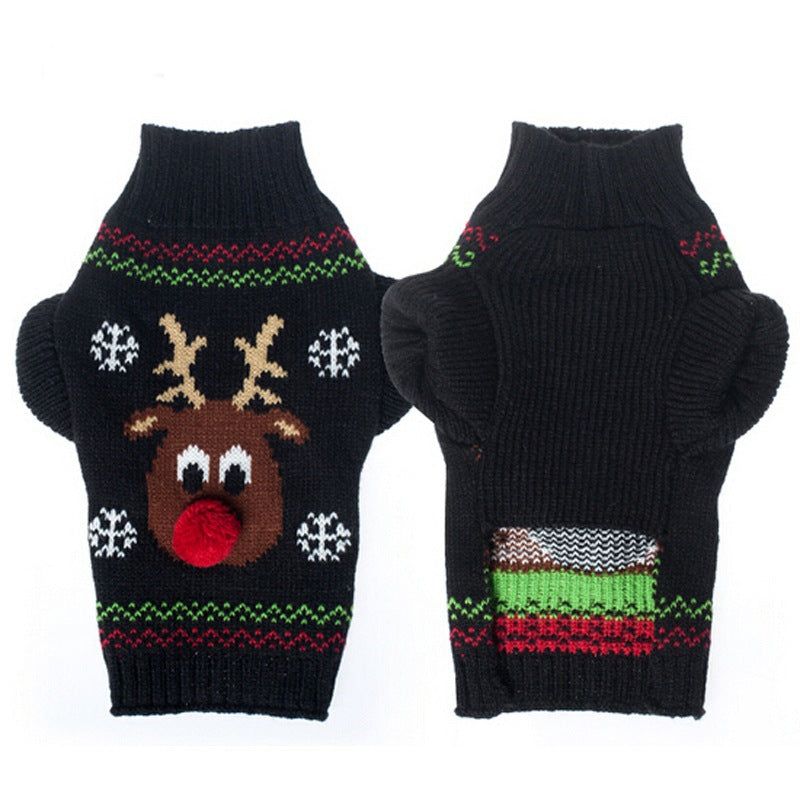 Dog & Cat Reindeer Sweater • Knit with 3D Pom Nose