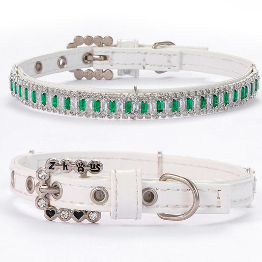 Boutique Emerald Crystal Dog & Cat Collar – Boutique Rhinestone Pet Collar for Small Dogs & Cats product photo 1 from Jane's Pet Boutique