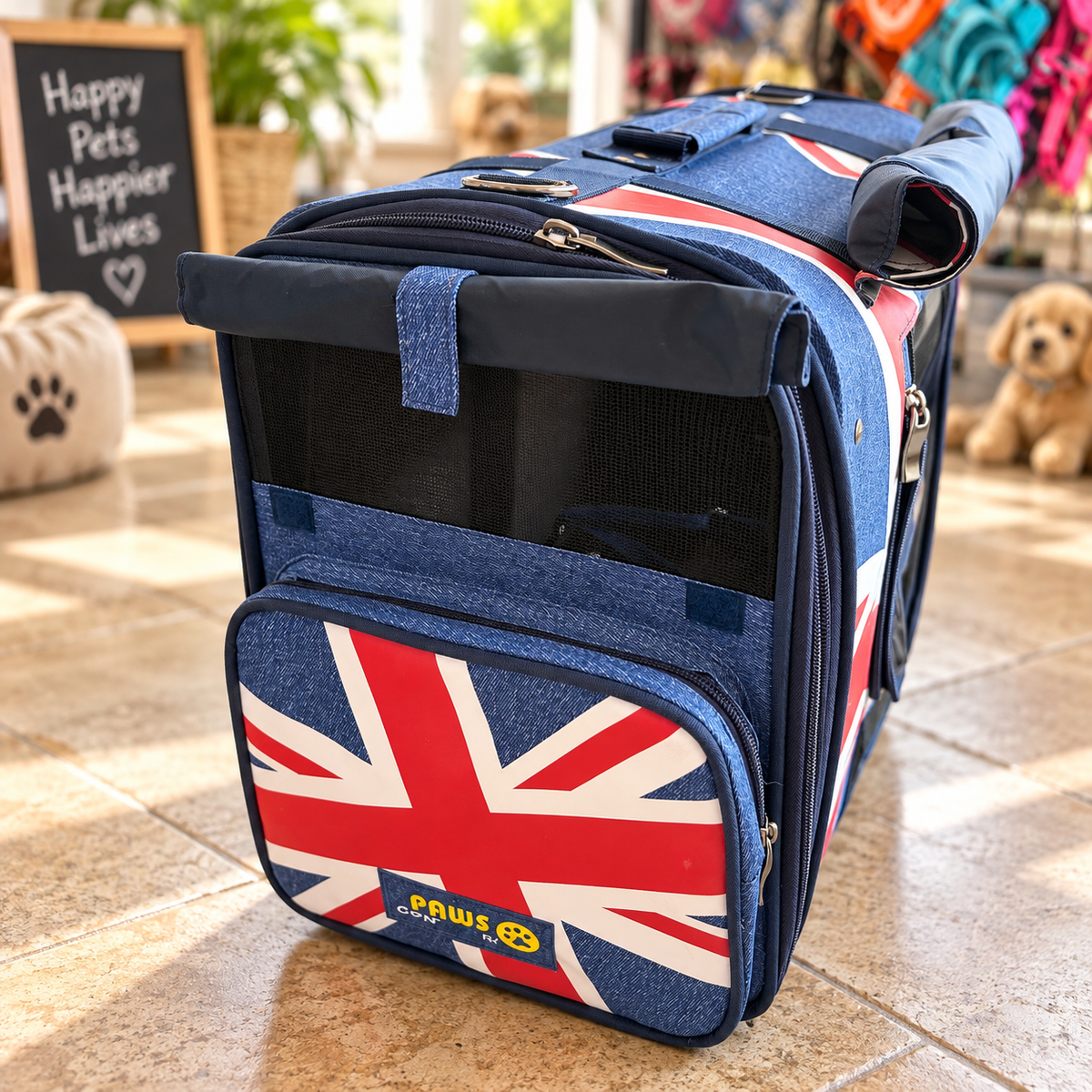 Union Jack Four-Wheel Pet Carrier