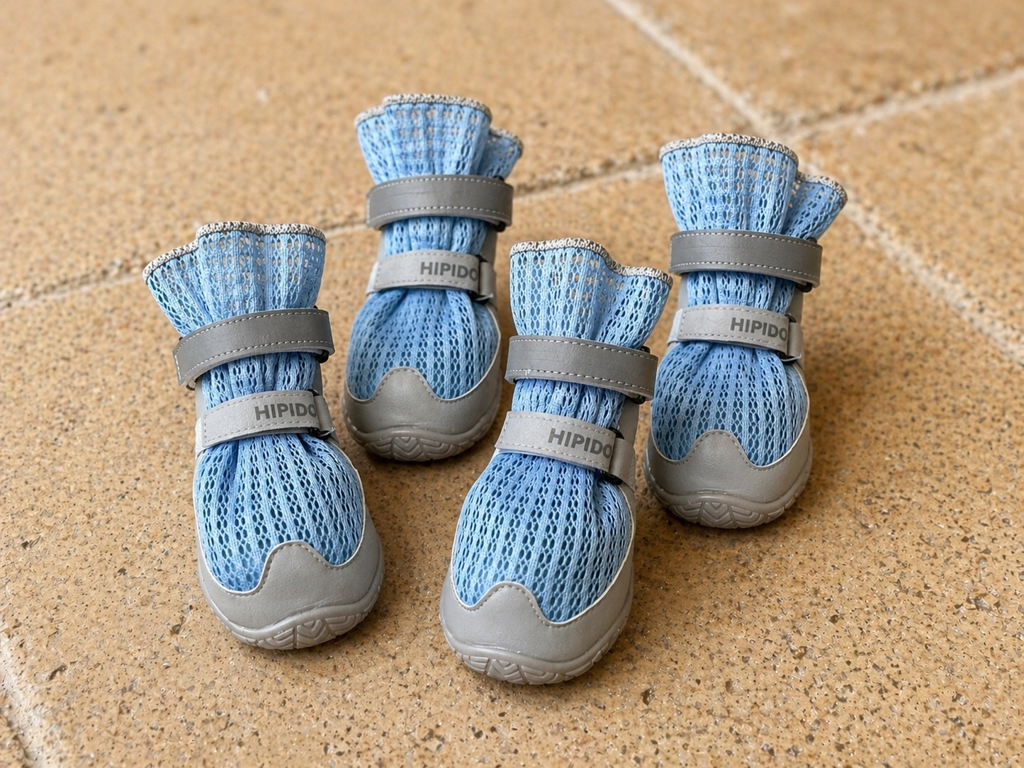 blue breathable dog boots adjustable velcro strap